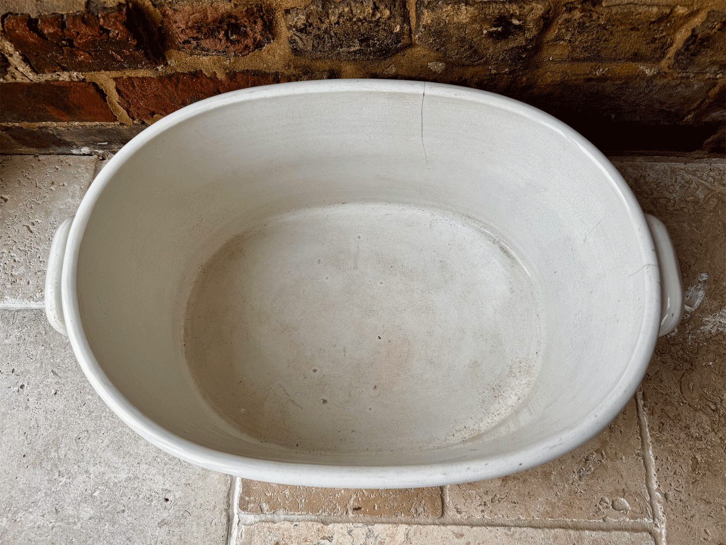 rre antique 19th century large plain white ironstone footbath boch freres la louviere