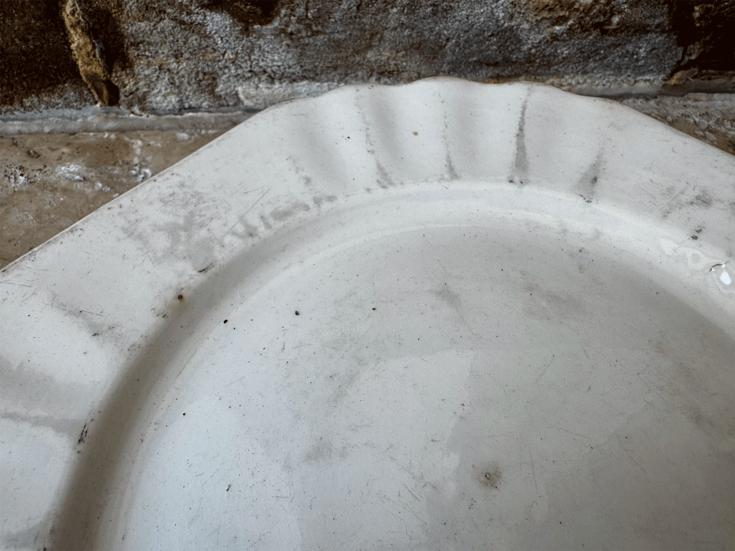antique 1920s belgian small white ironstone cake stand compote dish boch freres louviere