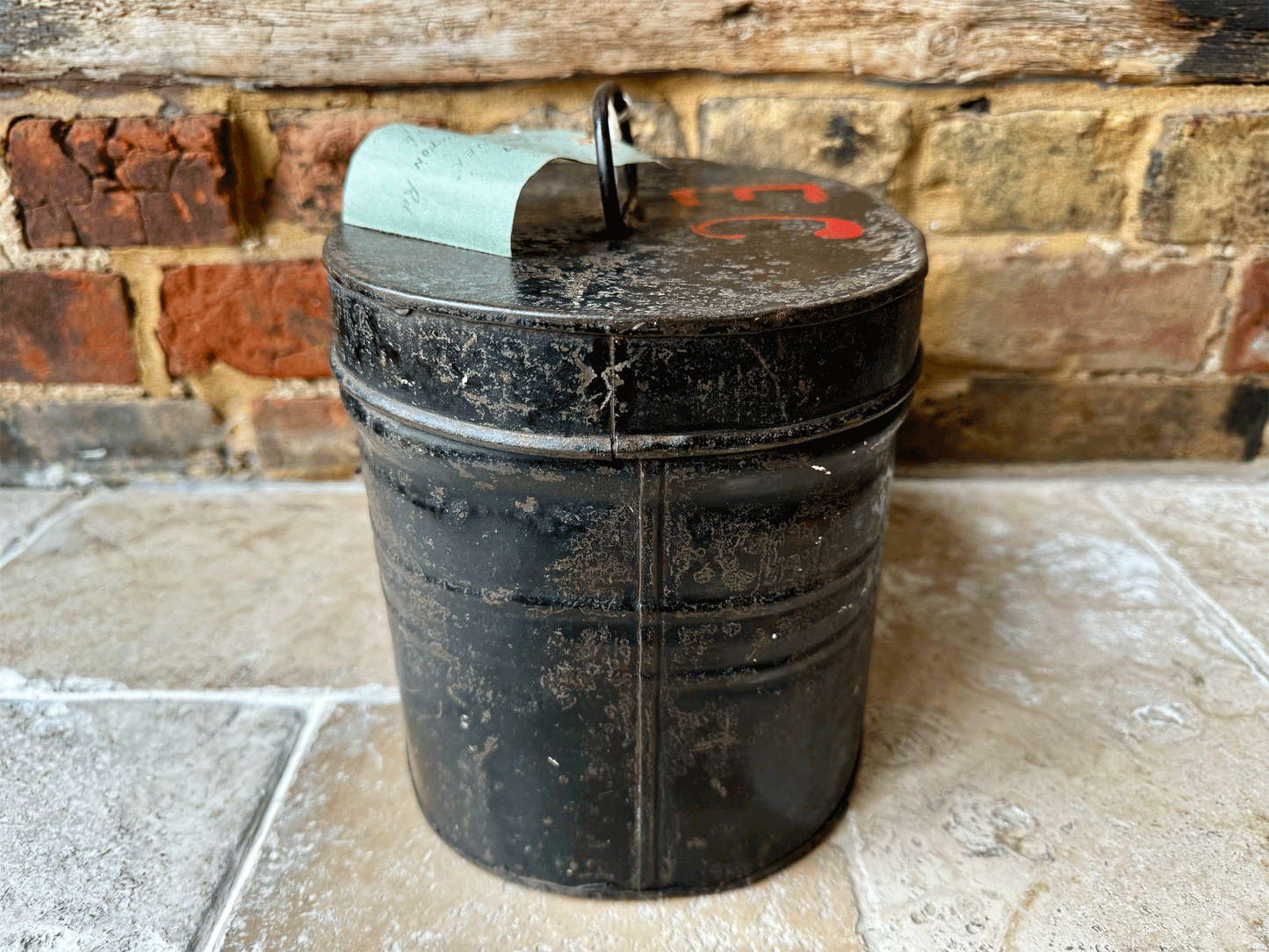 antique black hat tin box jersey world war two memorabilia
