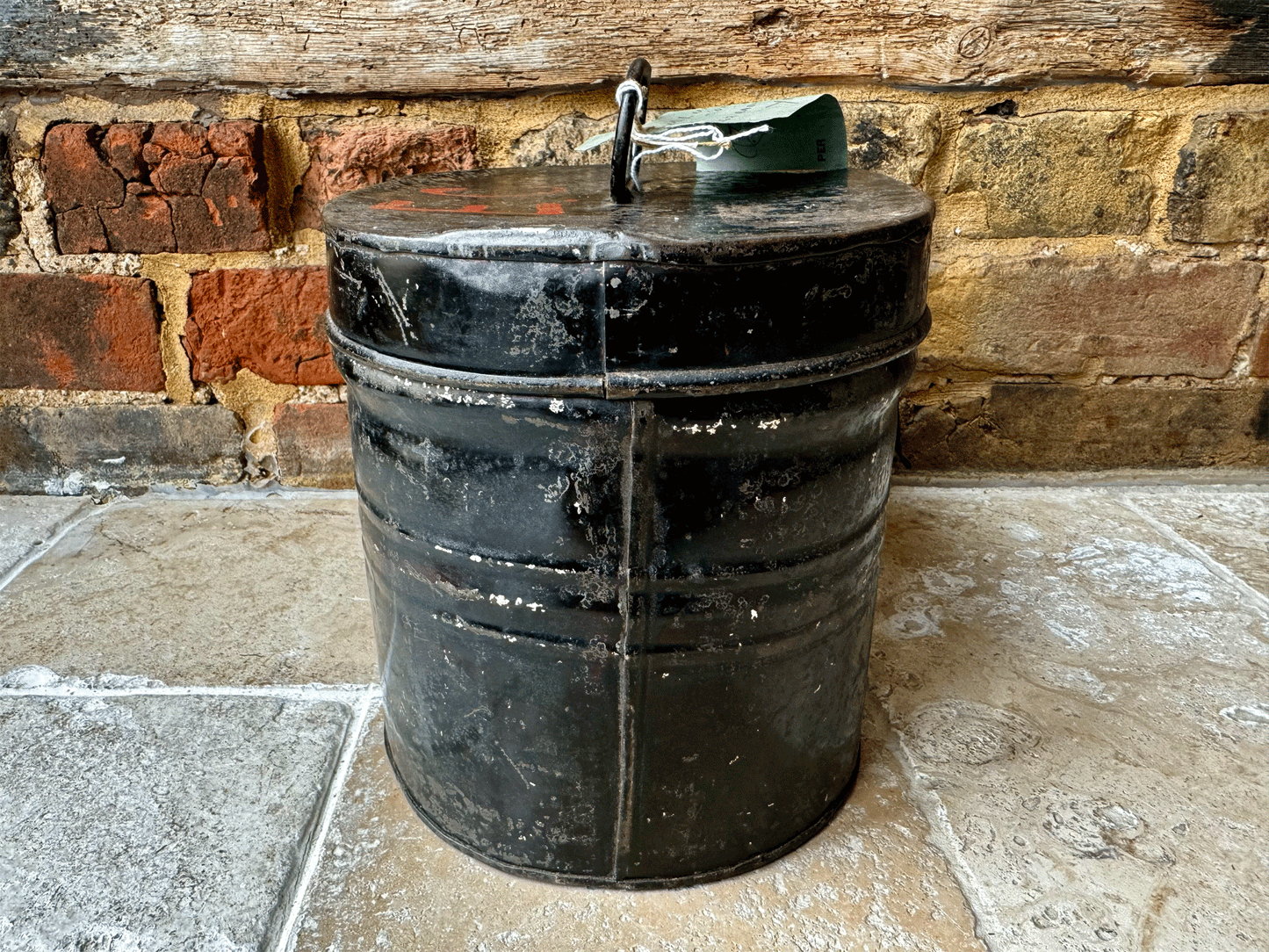 antique black hat tin box jersey world war two memorabilia