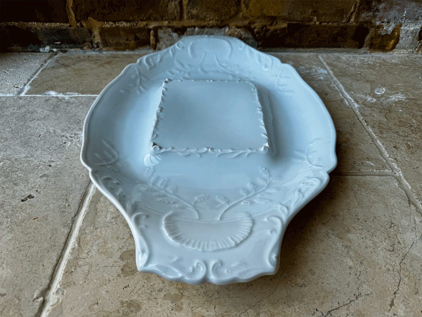 rare antique french extra large decorative white ironstone patisserie stand platter