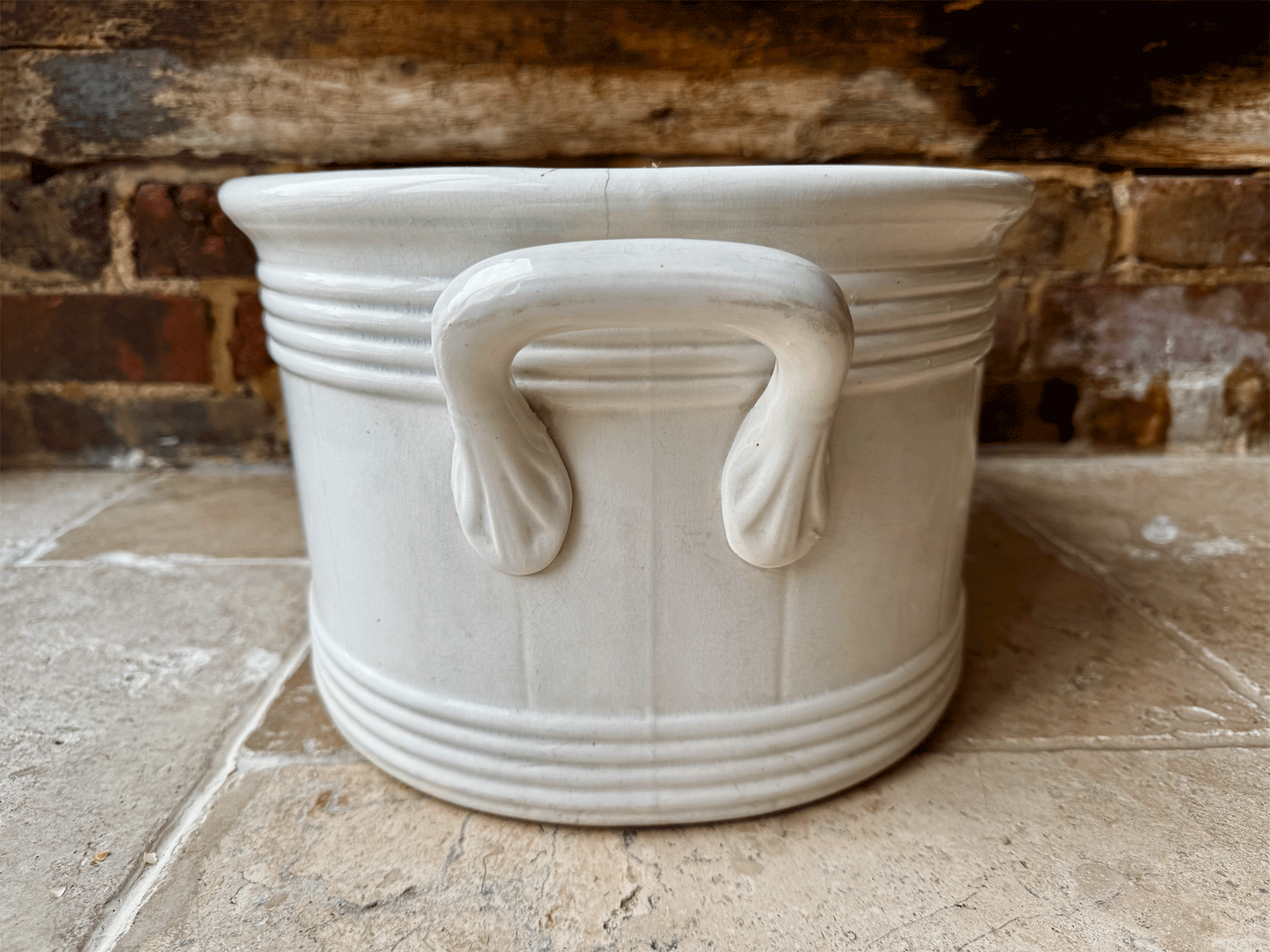 rre antique 19th century large plain white ironstone footbath boch freres la louviere
