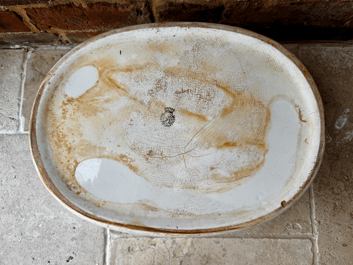 rre antique 19th century large plain white ironstone footbath boch freres la louviere