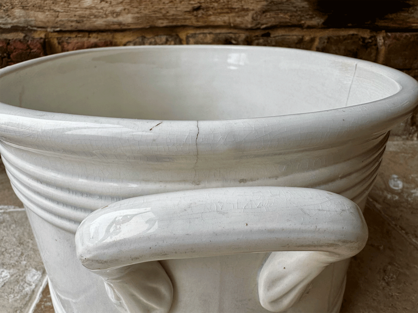 rre antique 19th century large plain white ironstone footbath boch freres la louviere