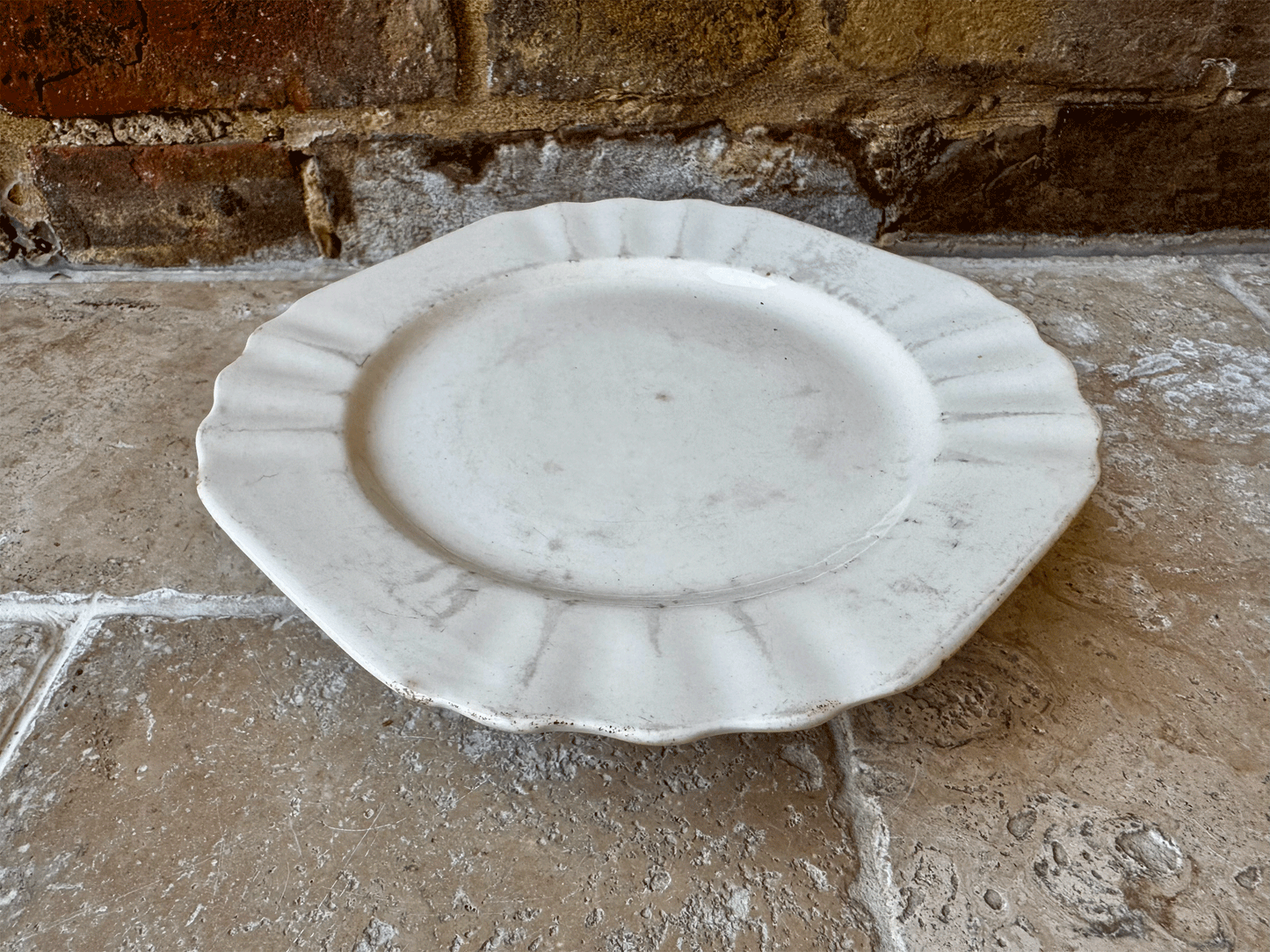 antique 1920s belgian small white ironstone cake stand compote dish boch freres louviere