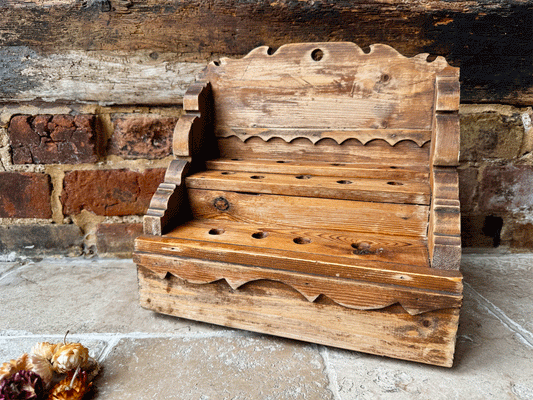 antique pine rare cawl spoon wooden treen hanging rack