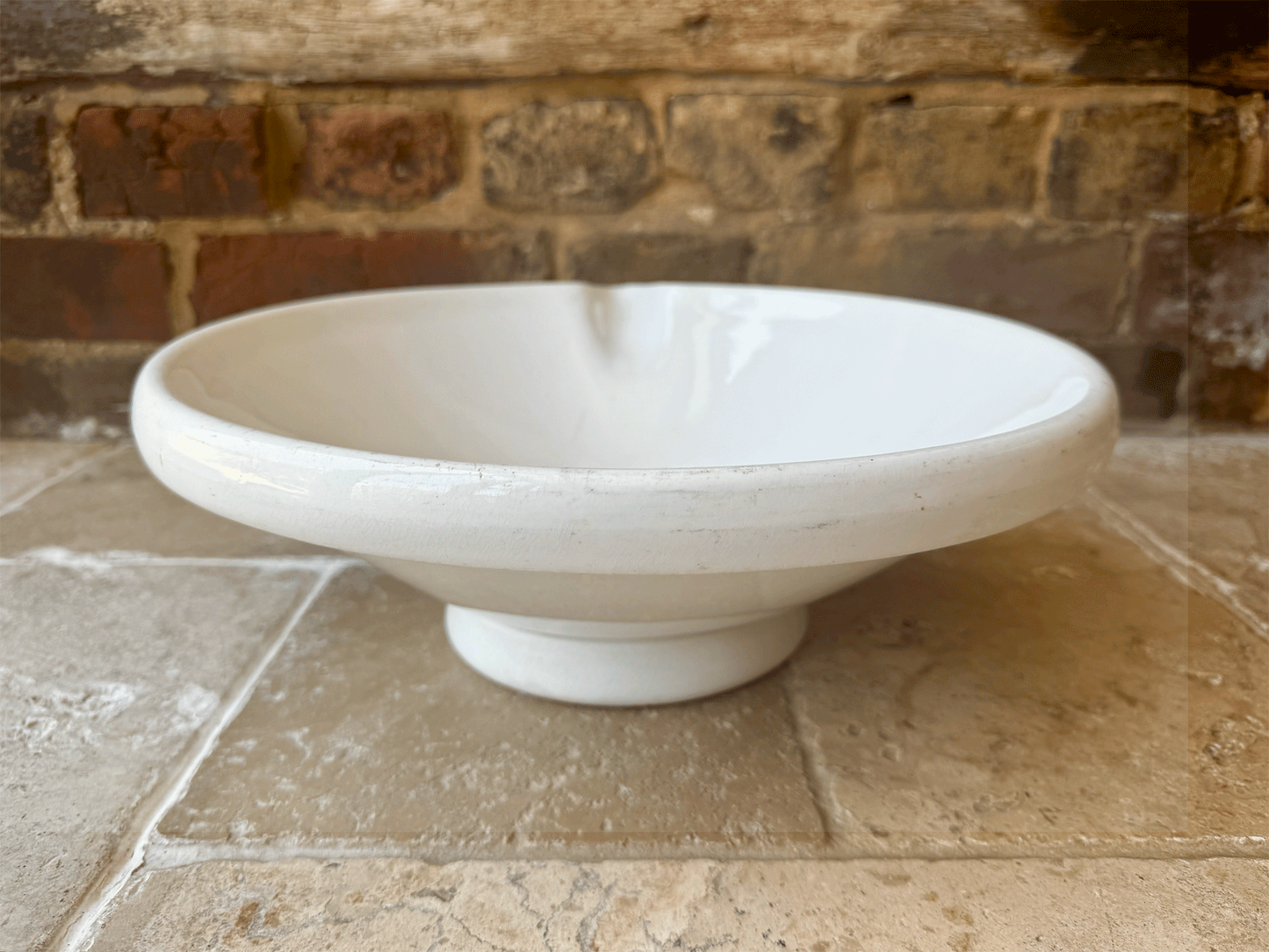 large antique white ironstone dairy bowl cream separator dairy milk bowl dutch societe ceramique