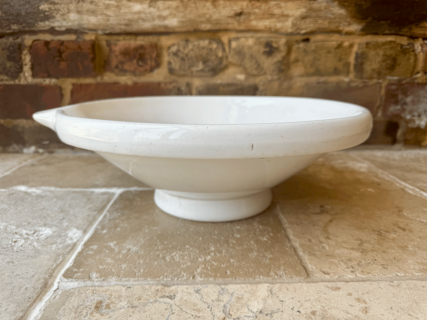 large antique white ironstone dairy bowl cream separator dairy milk bowl dutch societe ceramique