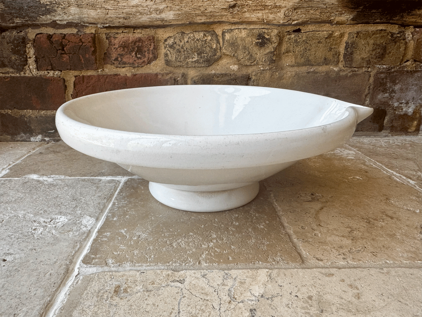 large antique white ironstone dairy bowl cream separator dairy milk bowl dutch societe ceramique
