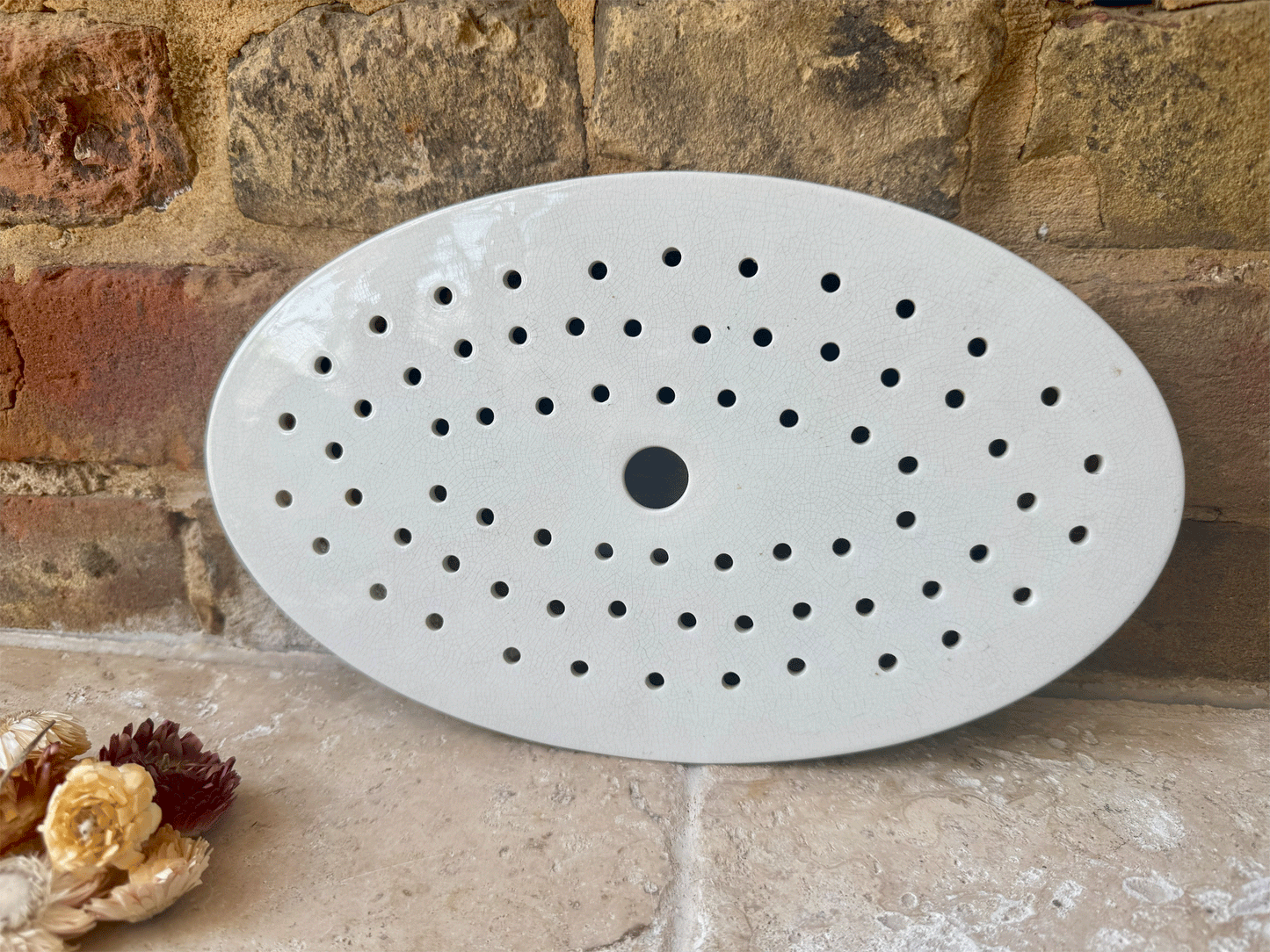 antique dutch plain white ironstone petrus regout drainer berry plate
