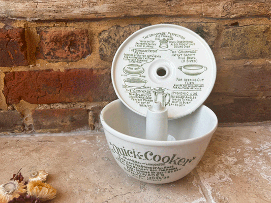 antique edwardian rare grimwades ironstone advertising large quick cooker bowl
