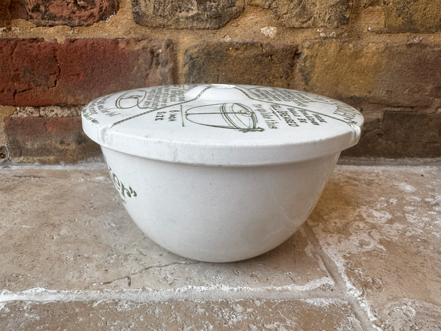 antique edwardian rare grimwades ironstone advertising large quick cooker bowl