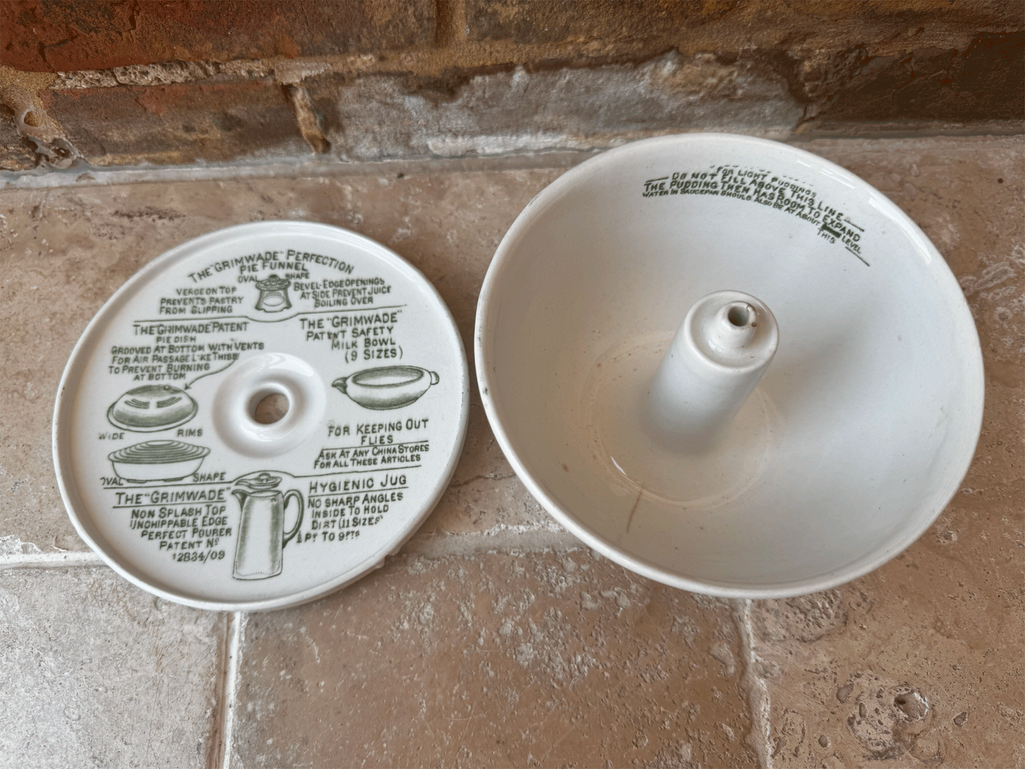 antique edwardian rare grimwades ironstone advertising large quick cooker bowl