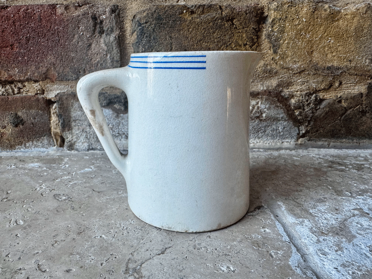 rare antique edwardian white ironstone advertising jug blue typography ed initials express dairies