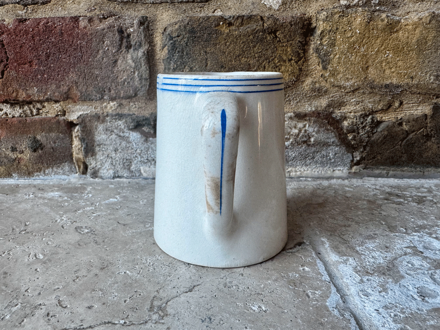 rare antique edwardian white ironstone advertising jug blue typography ed initials express dairies