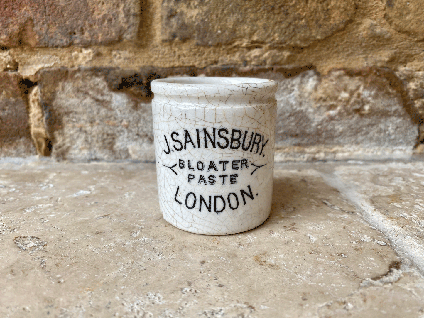rare scarce j sainsburys small bloater paste english advertising pot