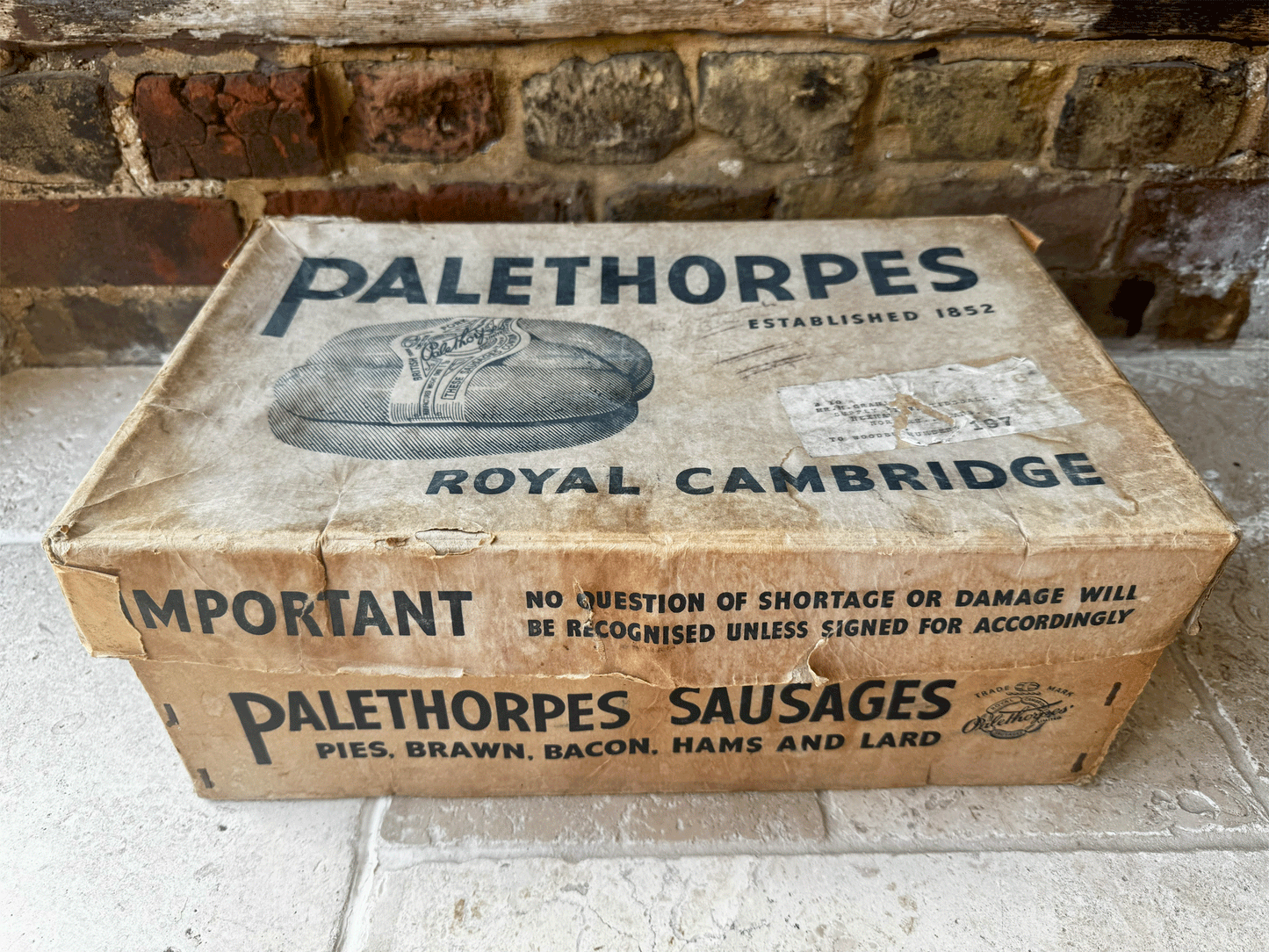 antique english kitchenalia palethorpes sausages transportation box advertising