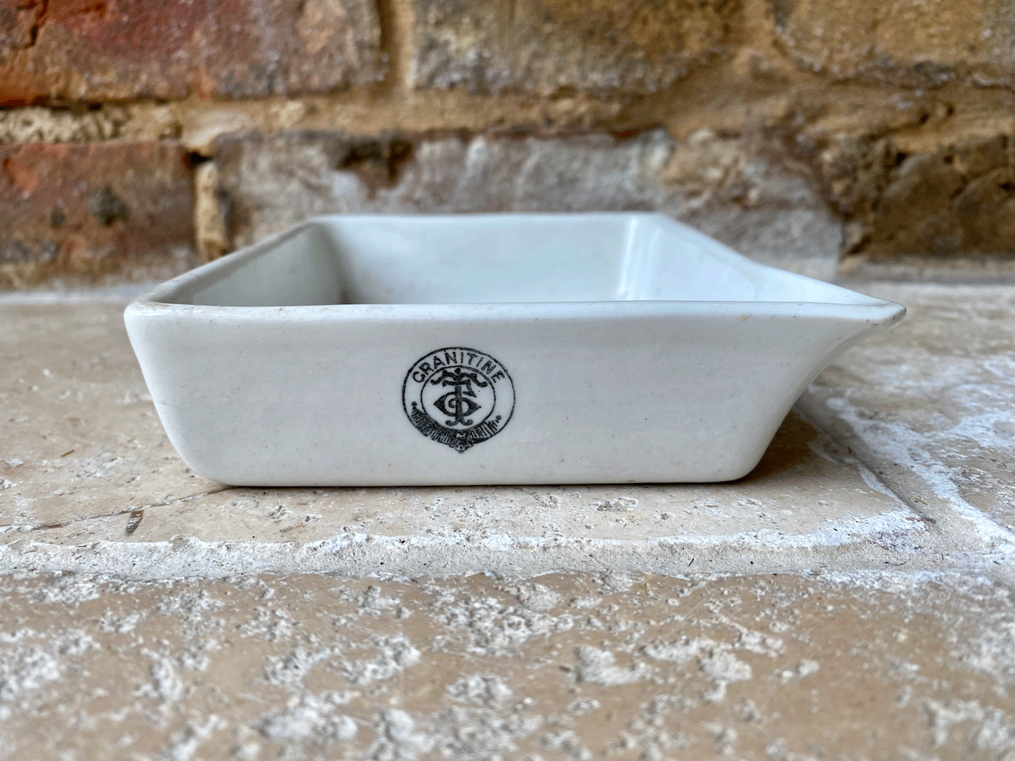 small antique white ironstone granitine darkroom photo processing developing tray