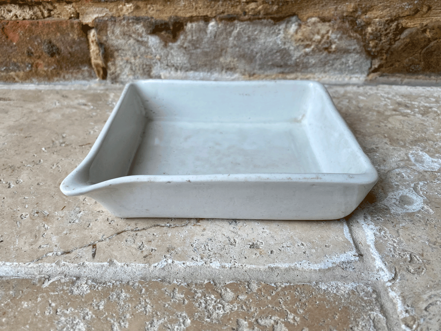 small antique white ironstone granitine darkroom photo processing developing tray