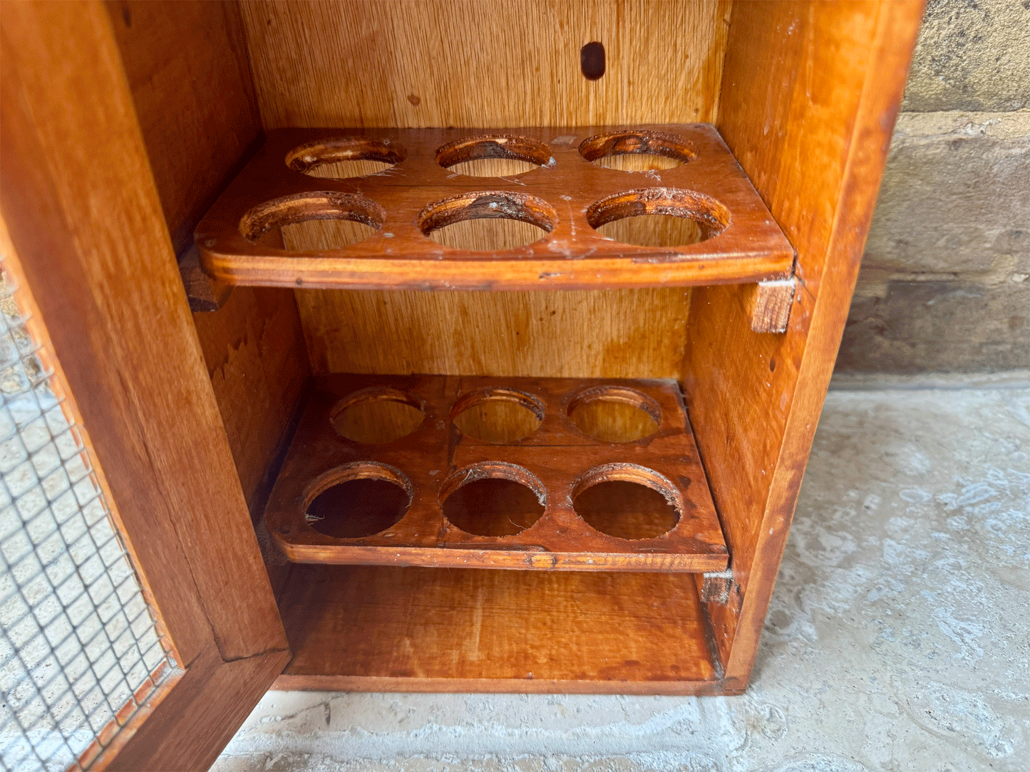 rustic vintage english wooden treen egg rack hutch cupboard