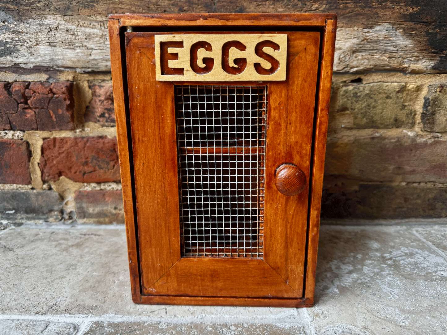 rustic vintage english wooden treen egg rack hutch cupboard