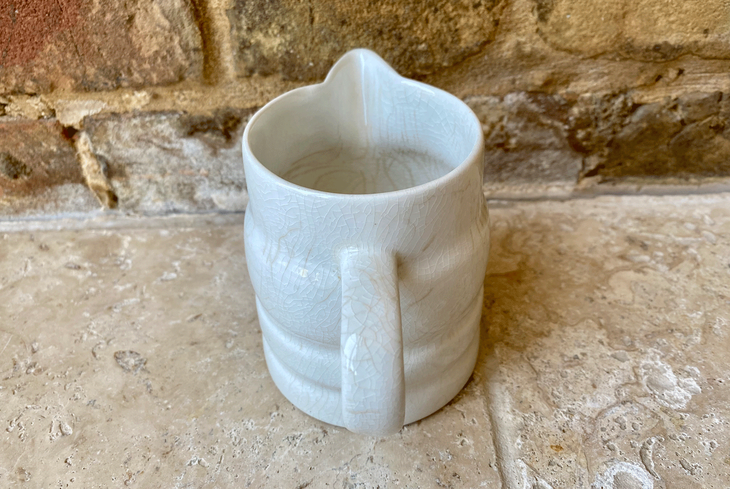 vintage mid century plain white ironstone banded melba cream dairy milk jug