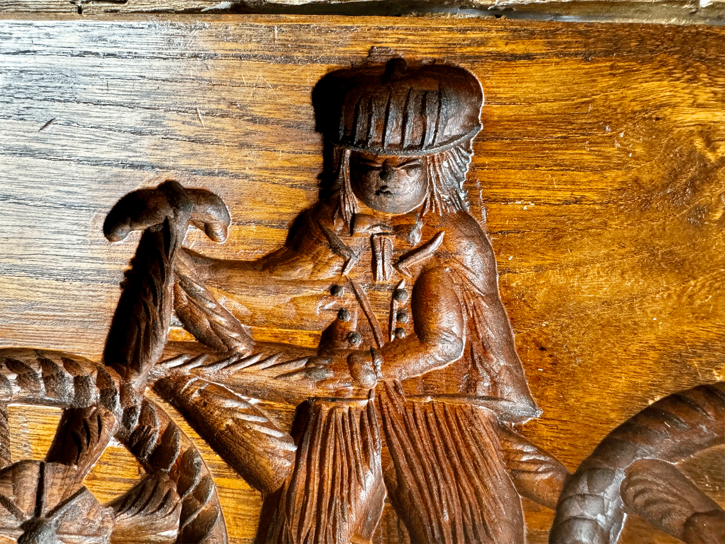 antique rare oak dutch victorian gingerbread mould cycling man
