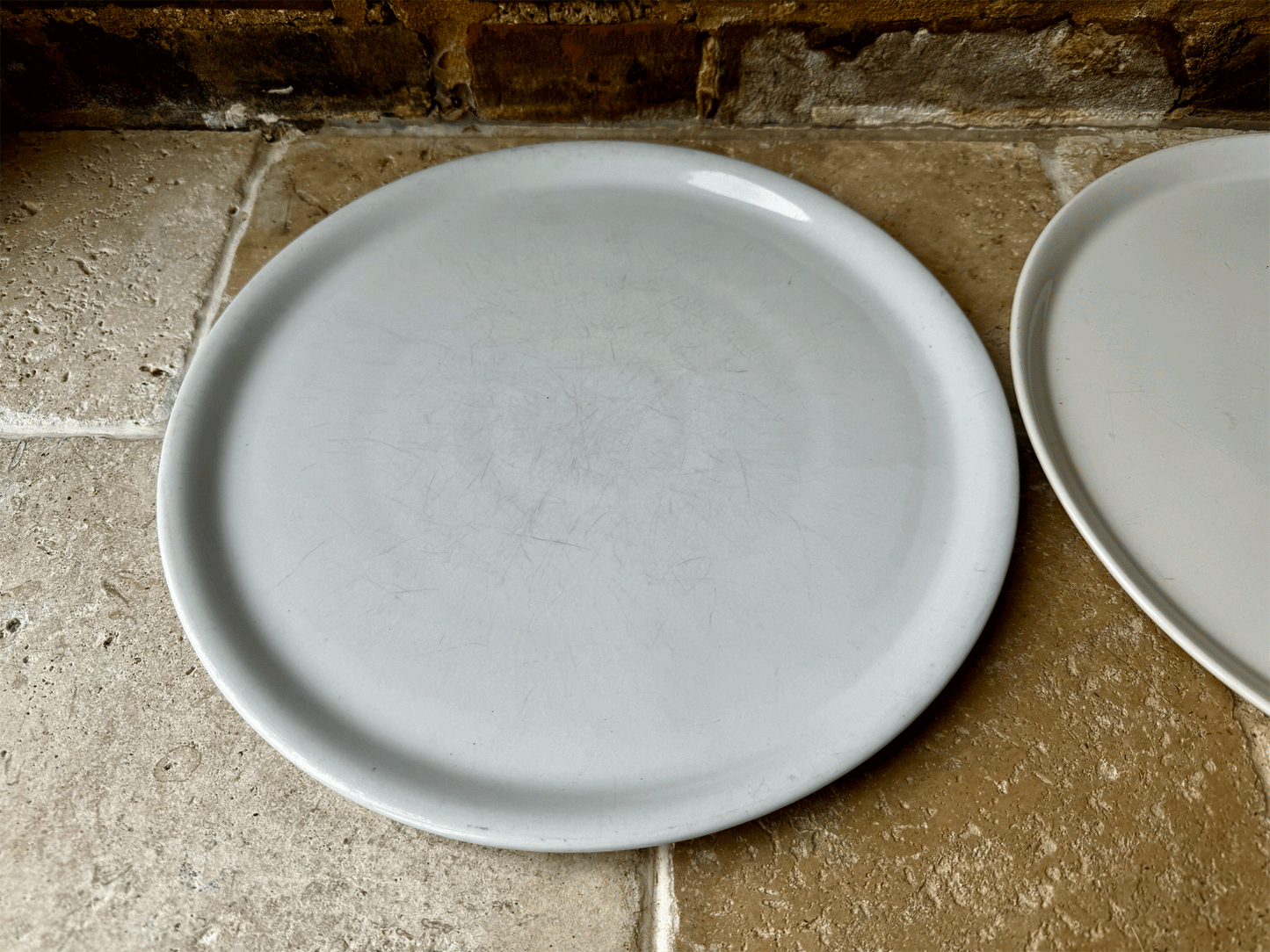 extra large antique french white ironstone circular round serving platter