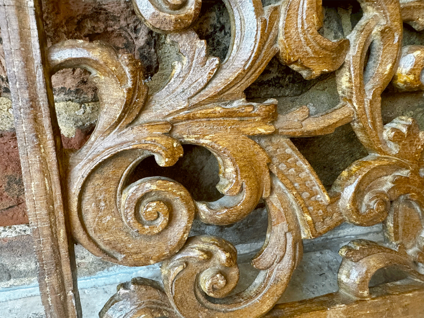 antique french 19th century deeply carved baroque church religious wall panel wooden treen
hanging