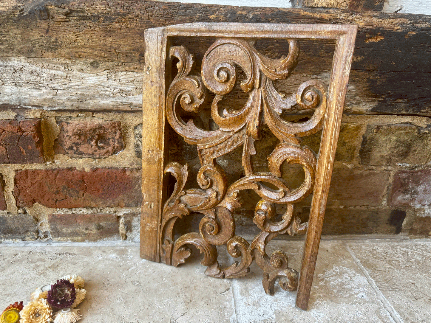 antique french 19th century deeply carved baroque church religious wall panel wooden treen
hanging
