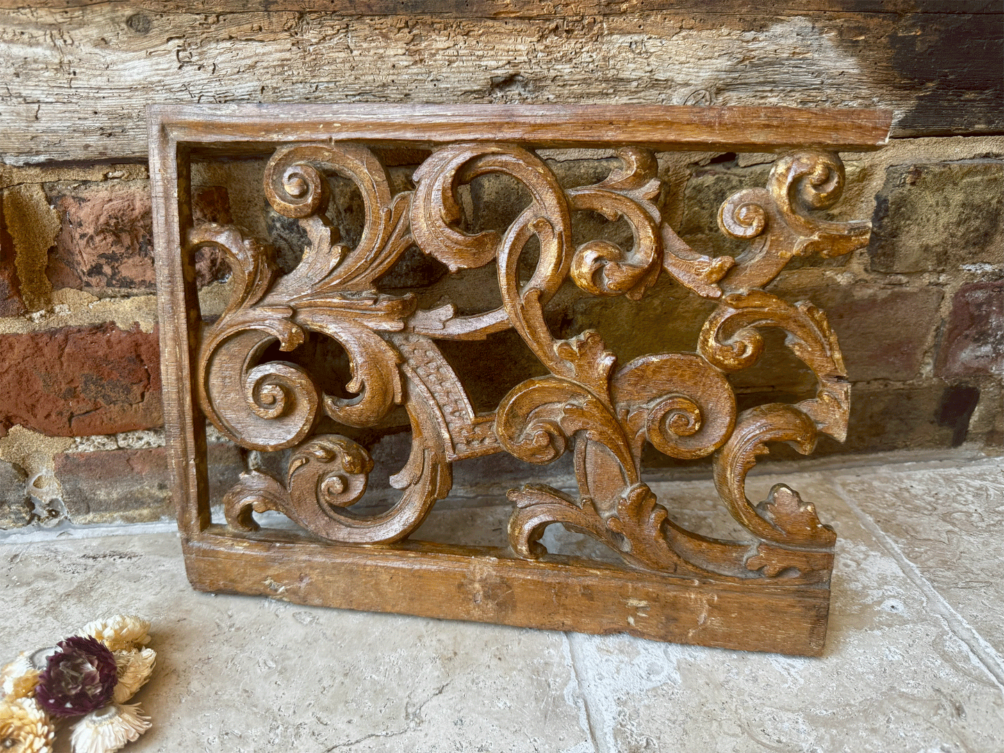 antique french 19th century deeply carved baroque church religious wall panel wooden treen
hanging