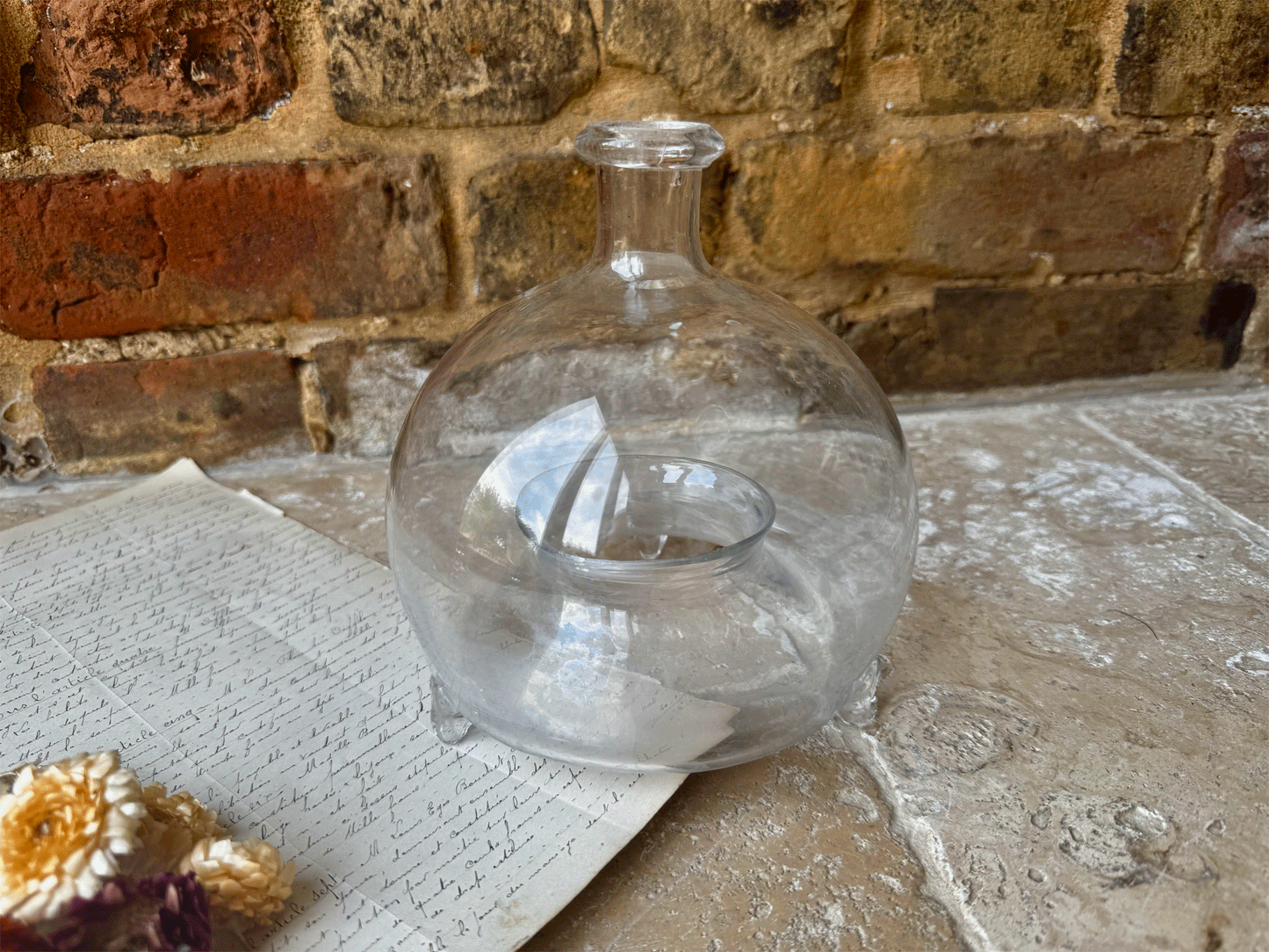 antique french 19th century hand blown glass fly catcher