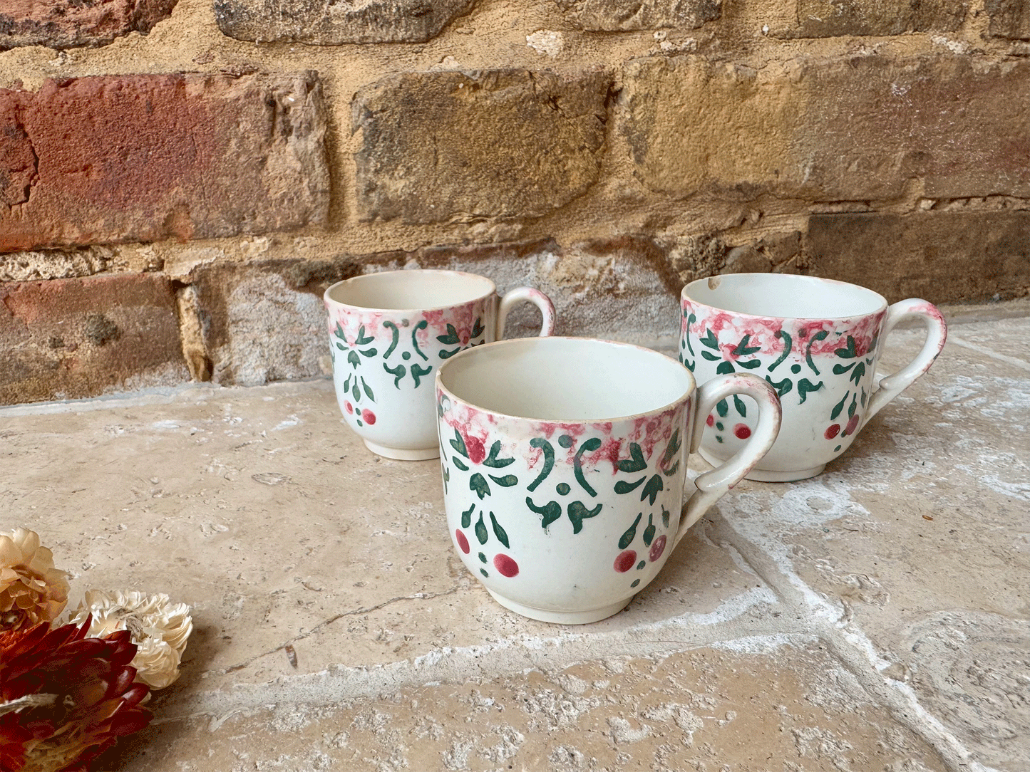 hand painted antique french christmas themes ironstone decorative coffee espresso cup mug