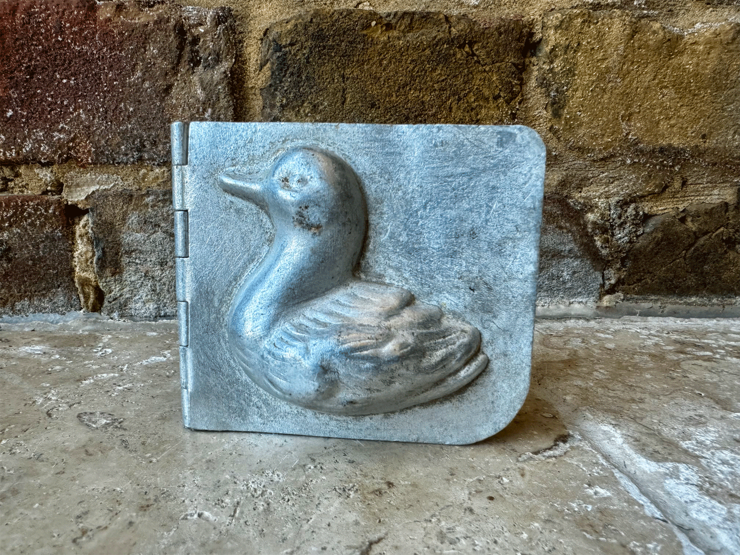 vintage french aluminium chocolate mould duckling