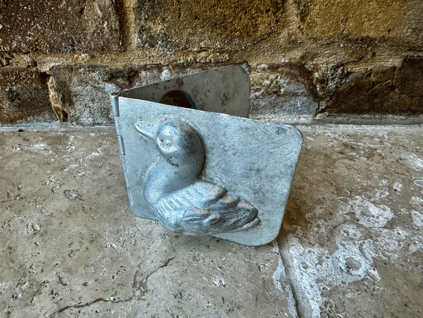 vintage french aluminium chocolate mould duckling