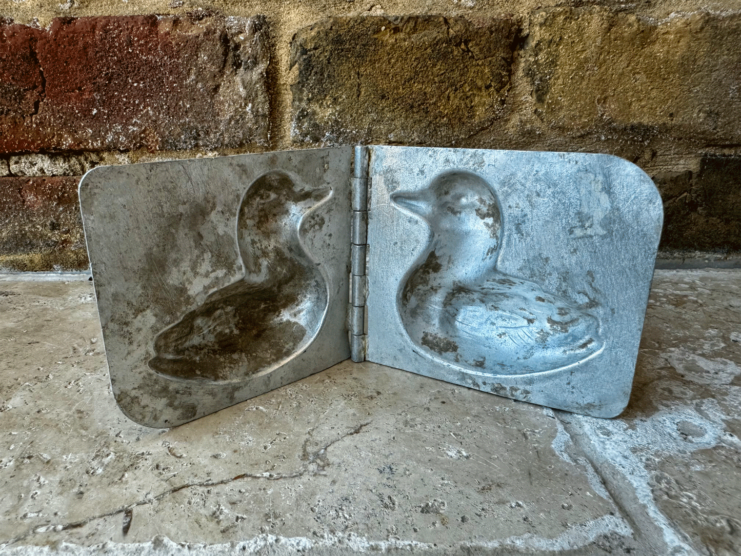 vintage french aluminium chocolate mould duckling