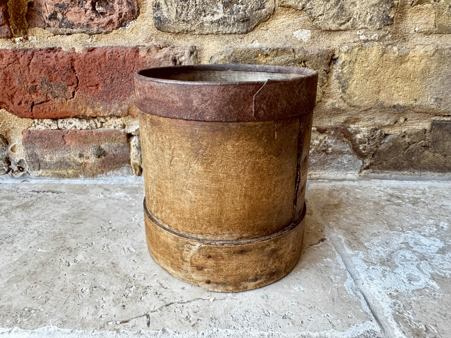 antique french rustic bentwood treen wooden grain measure one litre