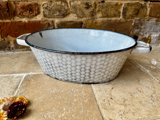 antique french blue enamel shallow ice bucket champagne bath