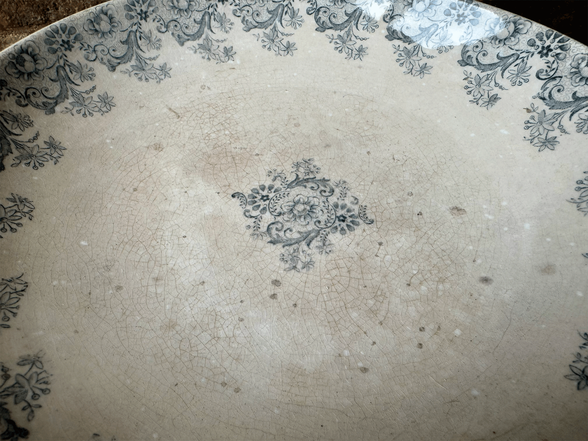 antique french terre de fer ironstone compotier compote dish h boulenger choisy le roi crazed buttery