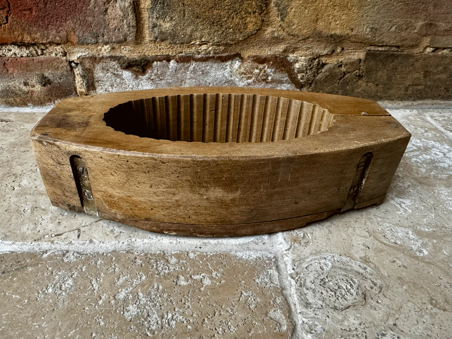 antique french carved wooden treen butter brick mould grazing cow