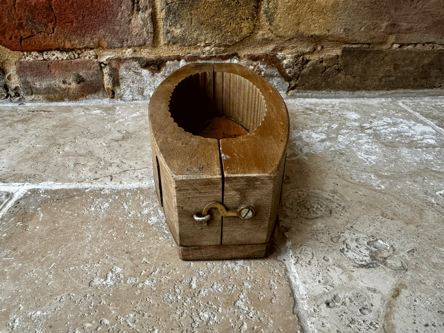 antique french carved wooden treen butter brick mould grazing cow