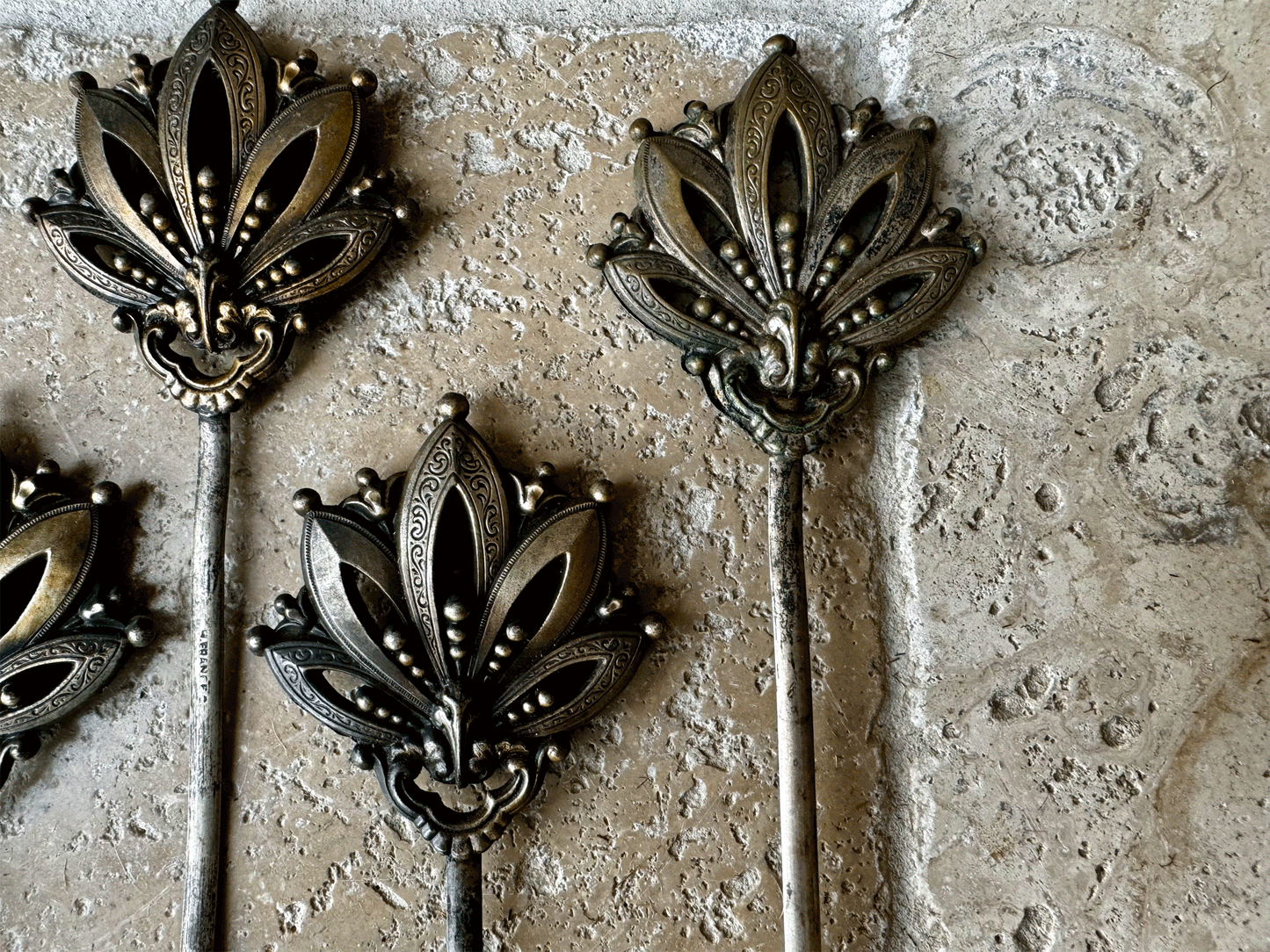 antique french silver plated classical style hatelet skewer brochette
