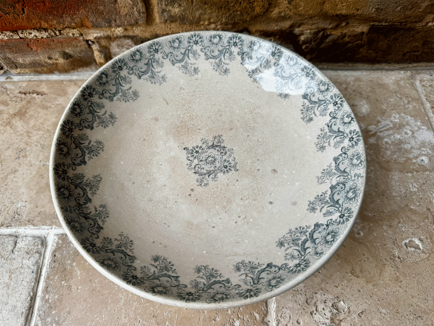 antique french terre de fer ironstone compotier compote dish h boulenger choisy le roi crazed buttery