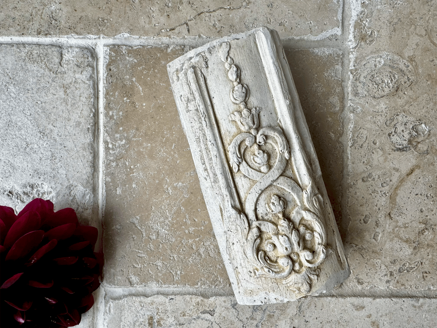 antique french decorative architectural plaster wall panel fragment hanging