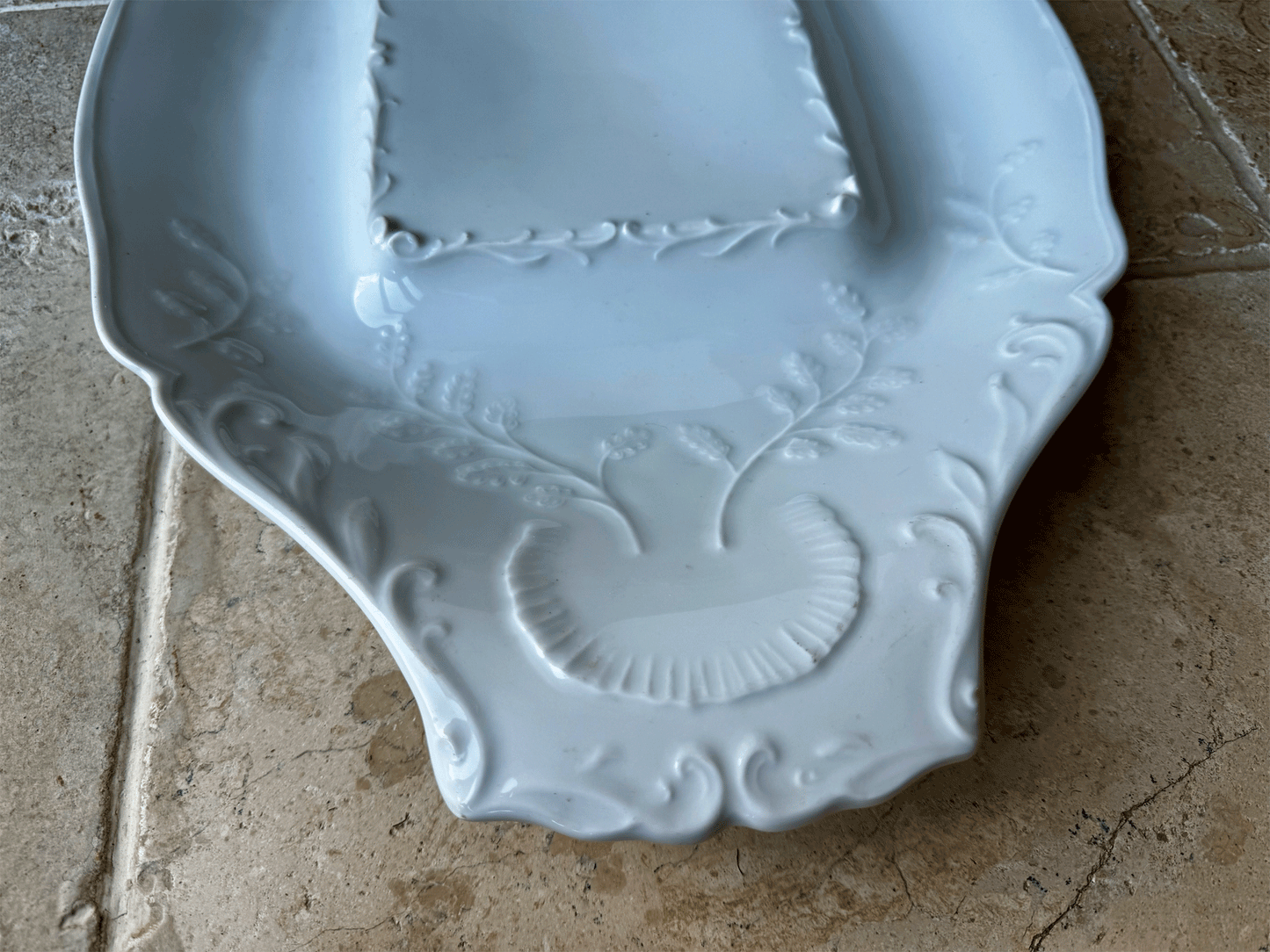 rare antique french extra large decorative white ironstone patisserie stand platter