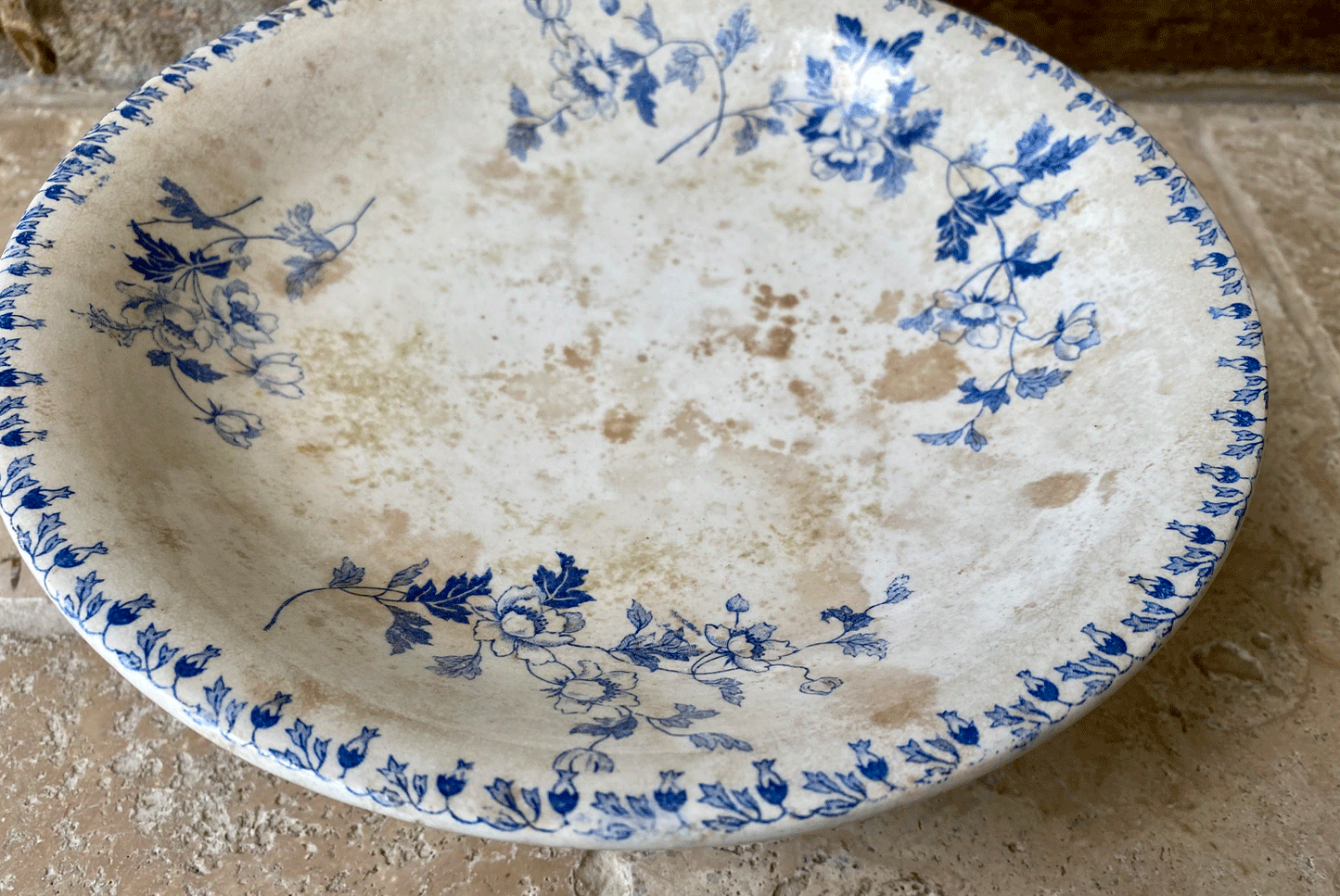 antique dutch societe ceramique blue transferware white ironstone compotier compote dish