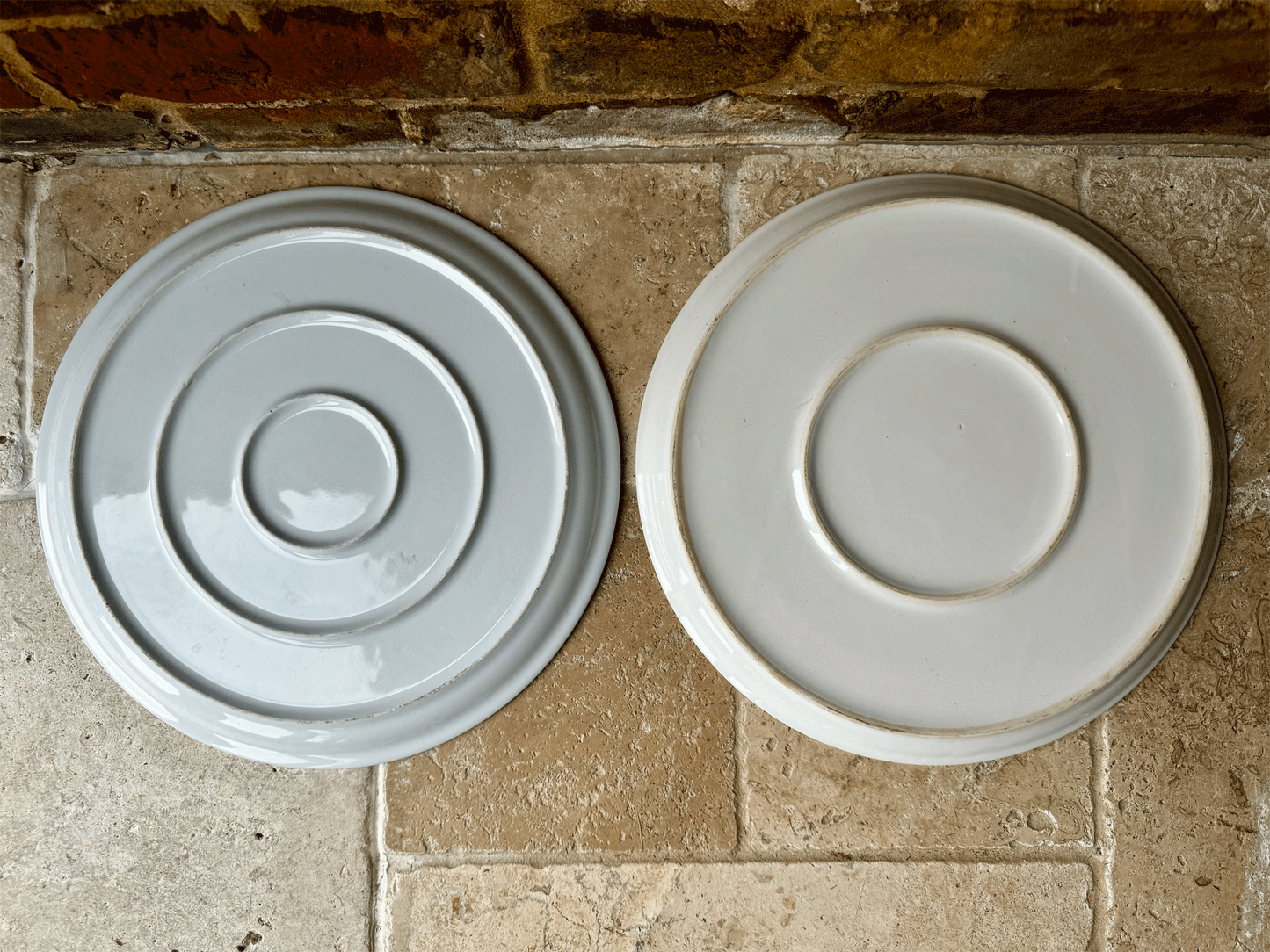 extra large antique french white ironstone circular round serving platter