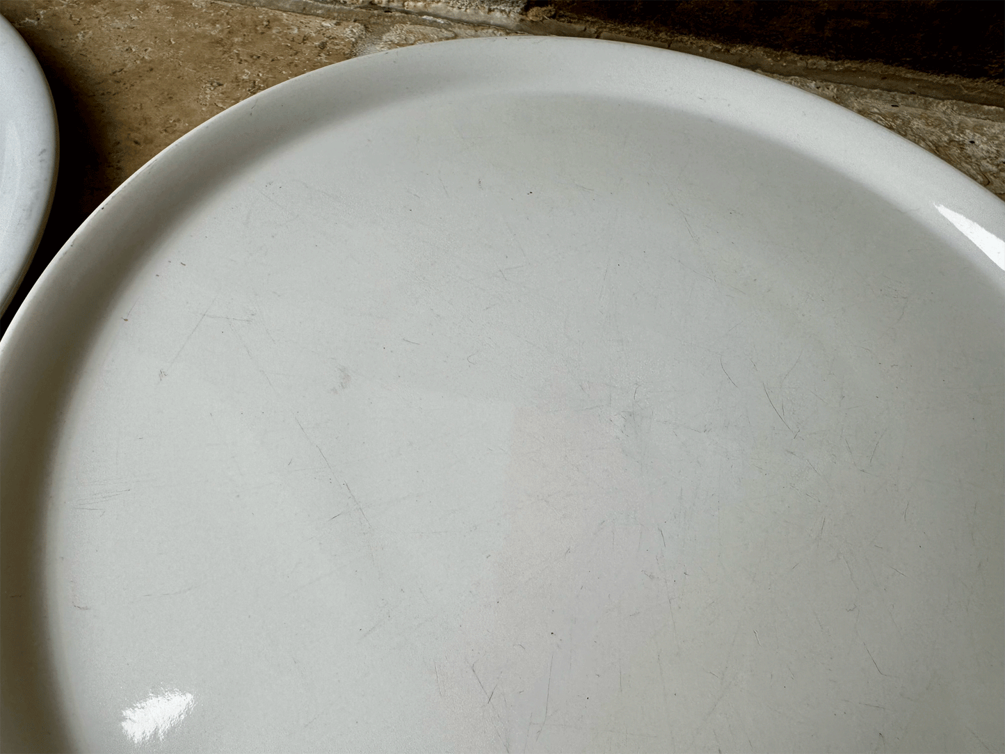 extra large antique french white ironstone circular round serving platter