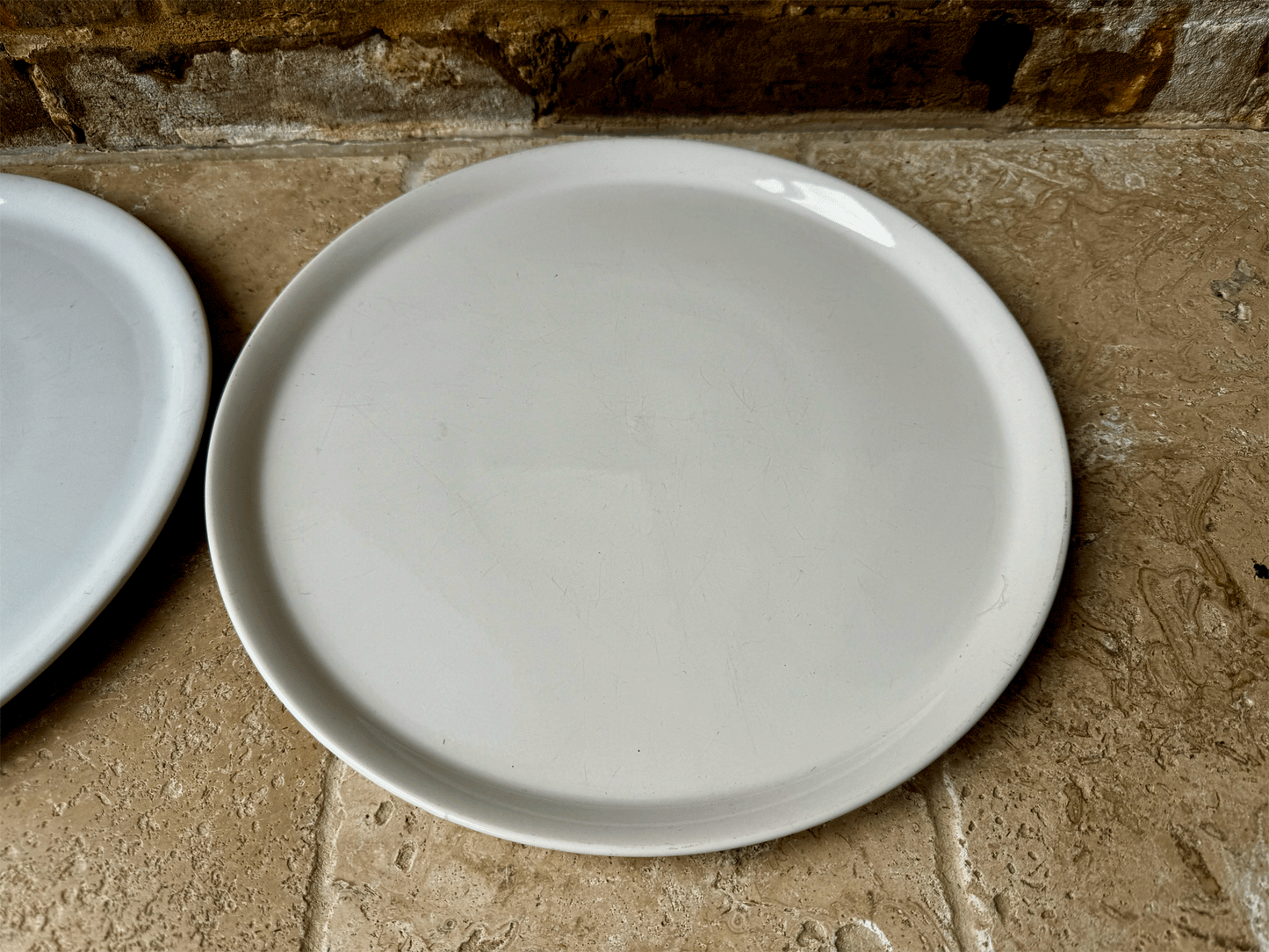 extra large antique french white ironstone circular round serving platter
