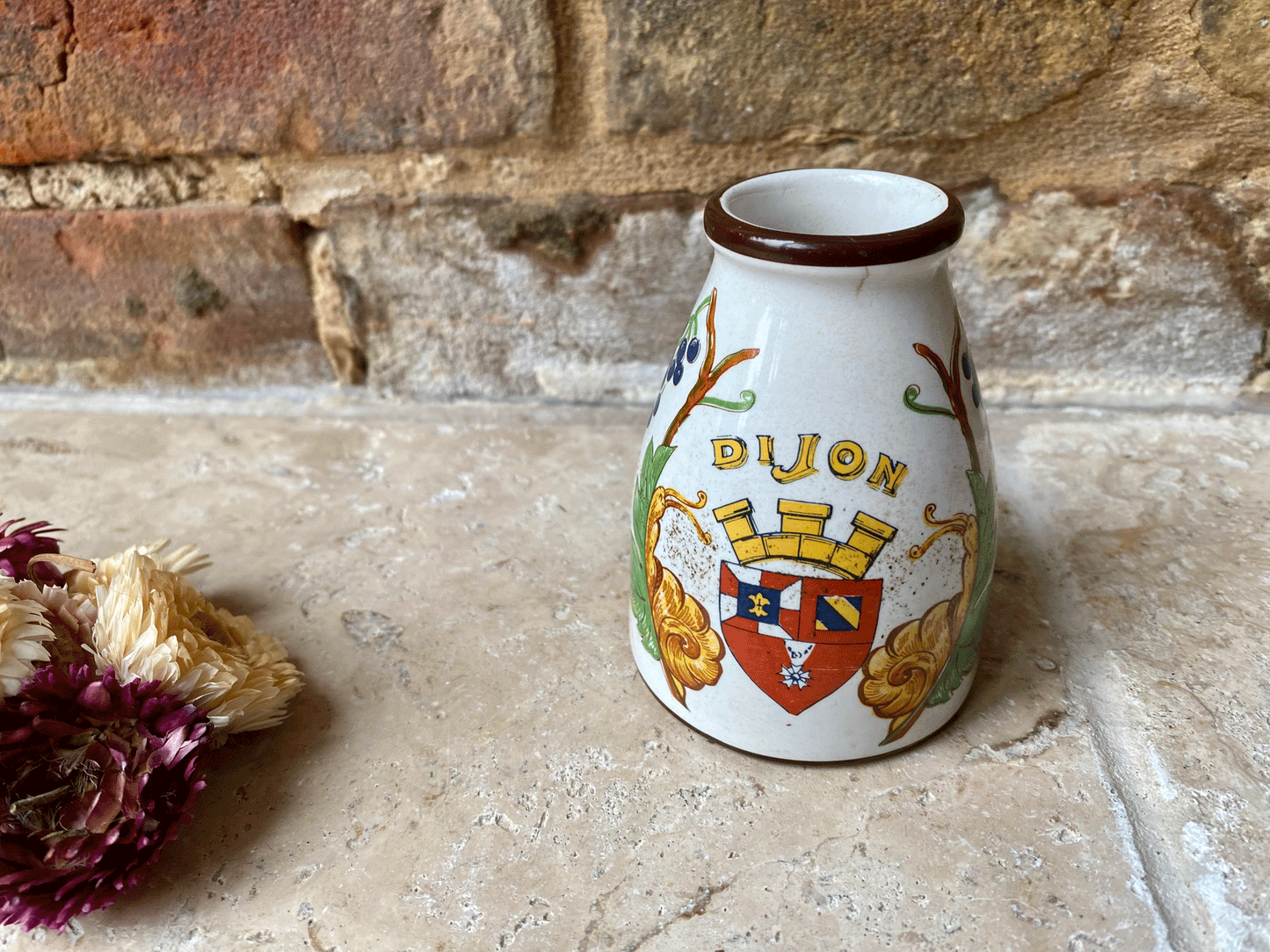 rare antique french grey poupon dijon mustard decorative advertising commemmorative pot snails